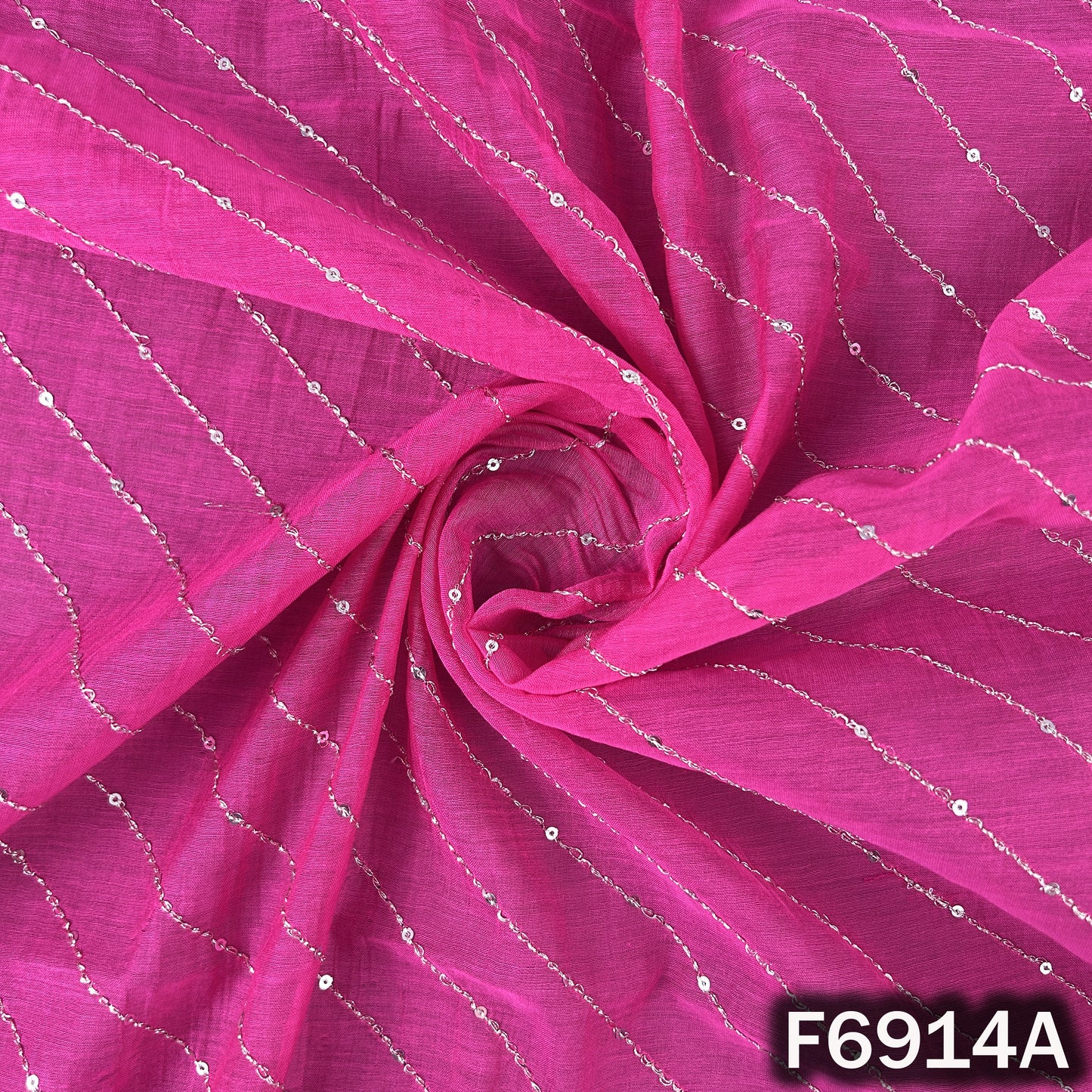 Zari Sequins Work Mul Chanderi Fabric - F6914