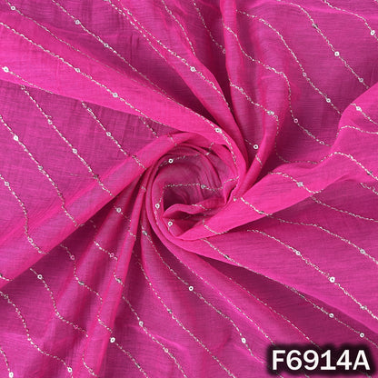 Zari Sequins Work Mul Chanderi Fabric - F6914