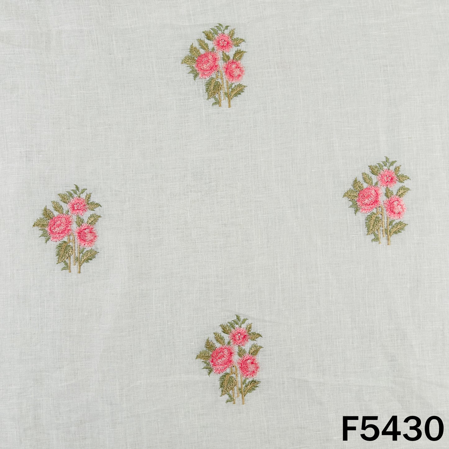 Thread Embroidered Pure Linen Fabric - F5430