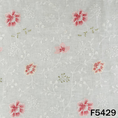 Thread Embroidered Linen Fabric - F5429