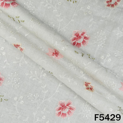 Thread Embroidered Linen Fabric - F5429