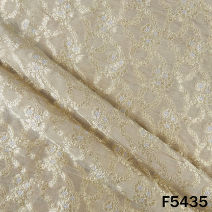 Zari Weave Pure Monga Silk Fabric - F5435