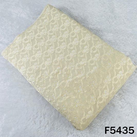 Zari Weave Pure Monga Silk Fabric - F5435