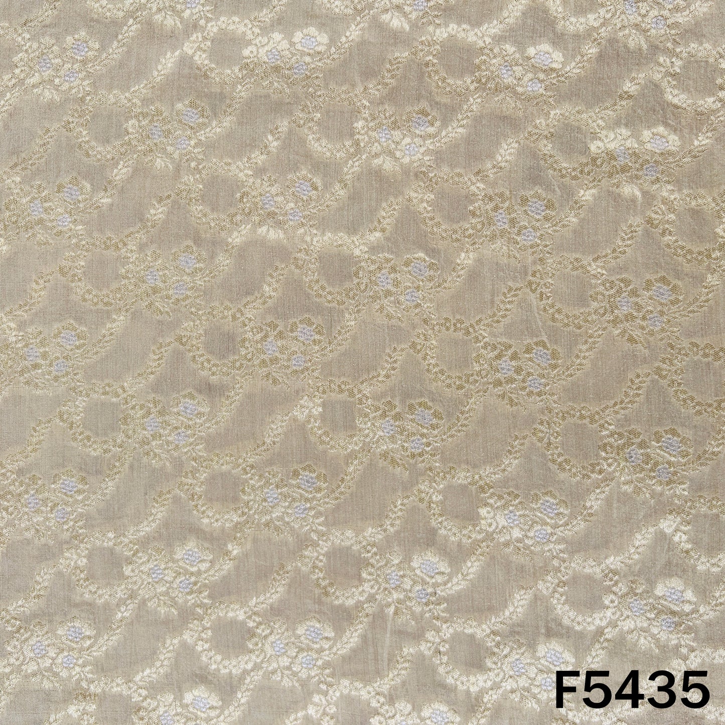 Zari Weave Pure Monga Silk Fabric - F5435