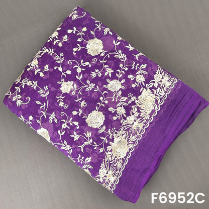 Thread Embroidered Mul Chanderi Fabric - F6952