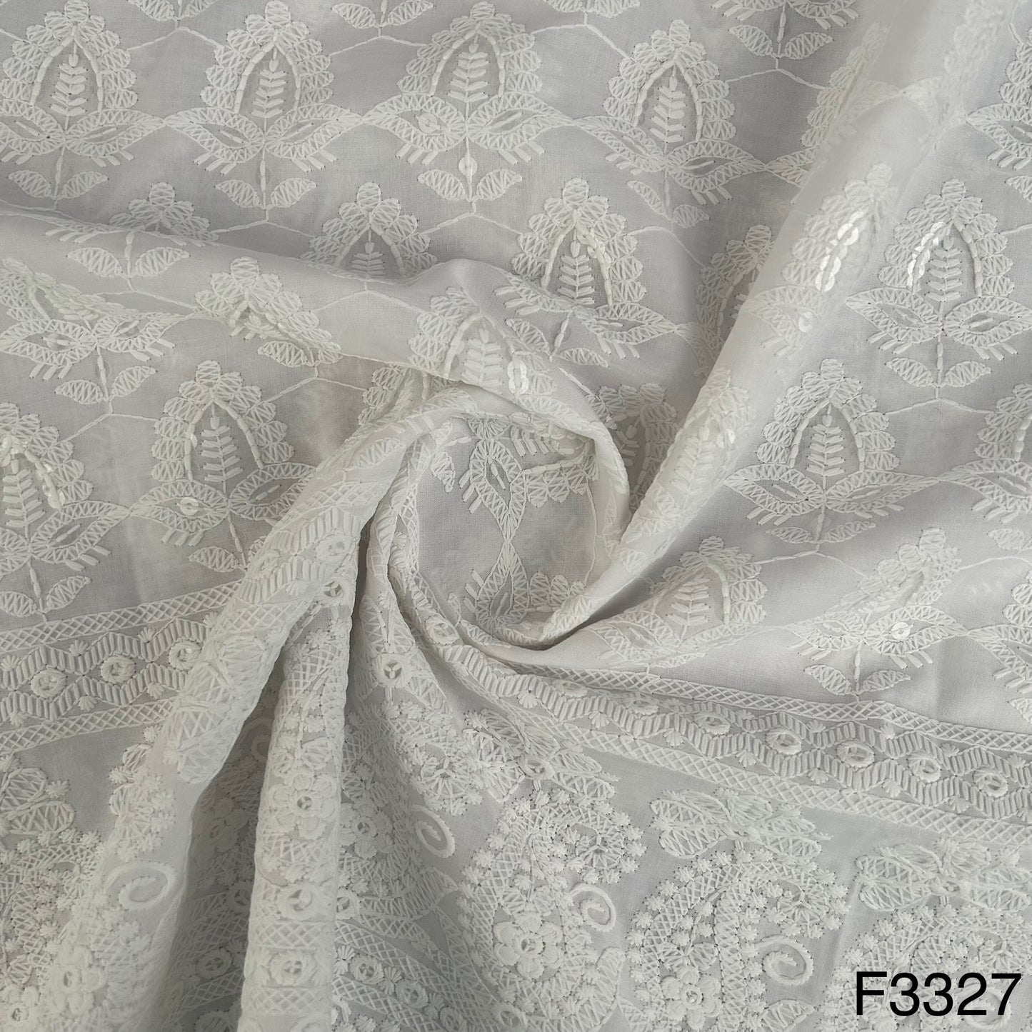 Thread Sequins Embroidered Cotton fabric-F3327