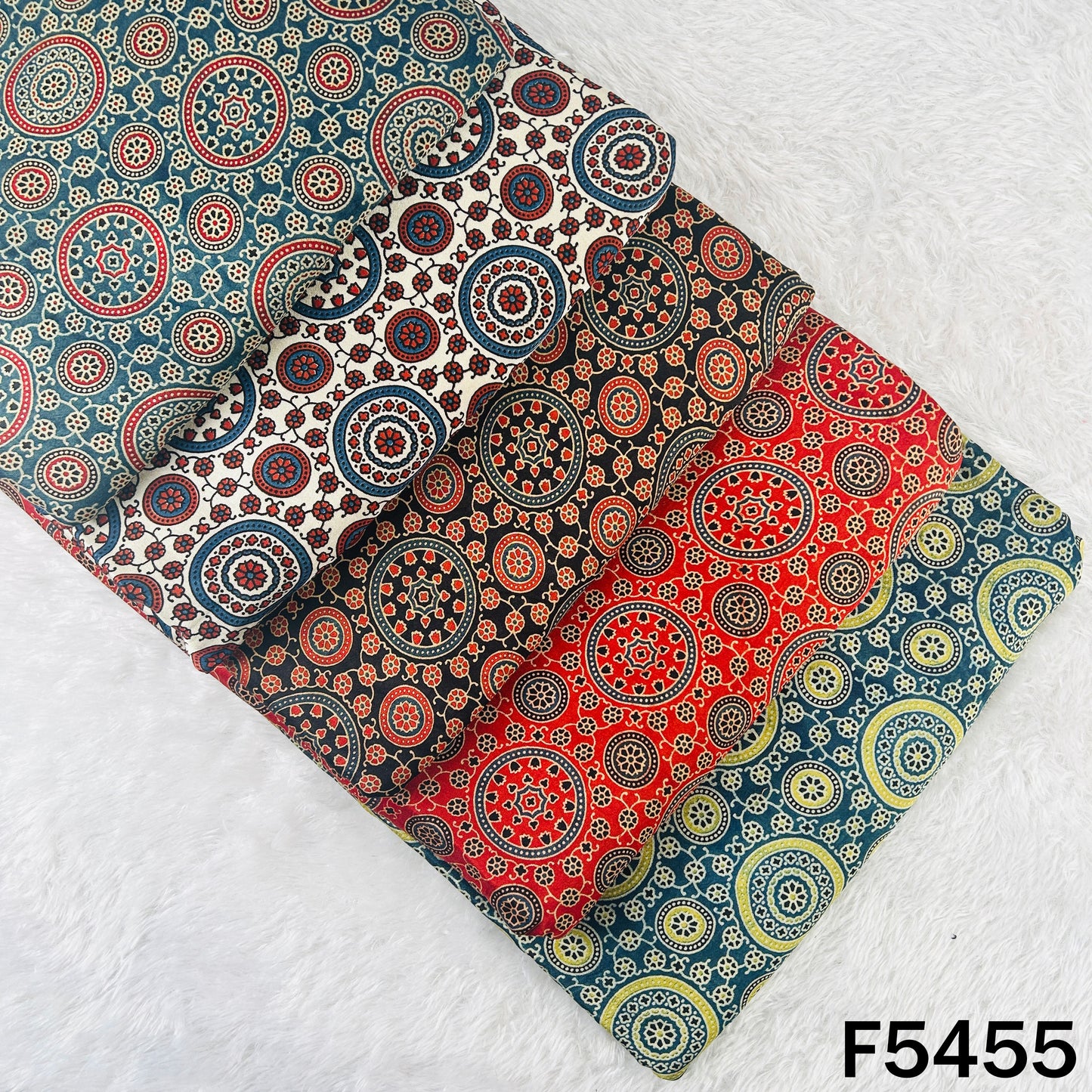 Ajrakh Print Gajji Silk Fabric - F5455