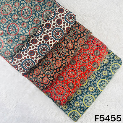 Ajrakh Print Gajji Silk Fabric - F5455