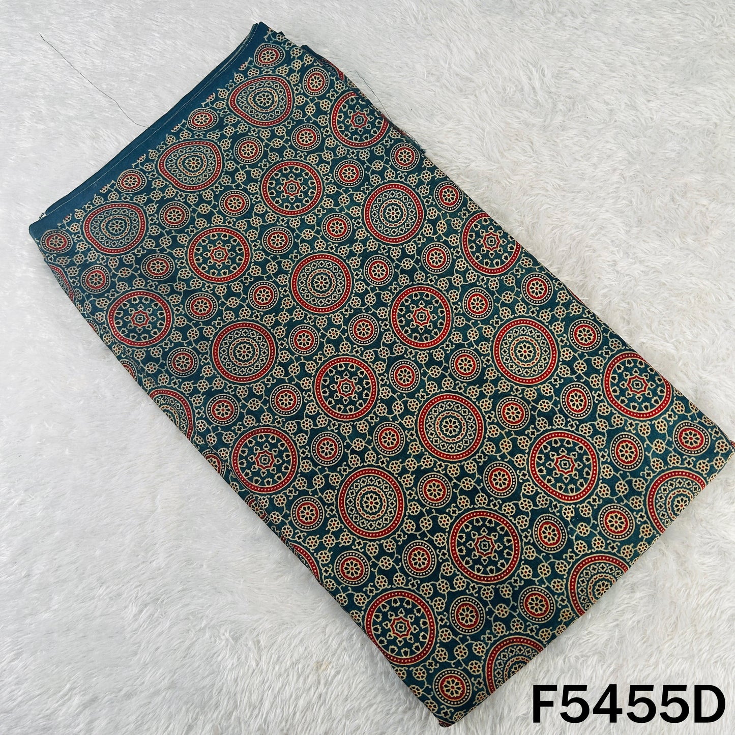 Ajrakh Print Gajji Silk Fabric - F5455