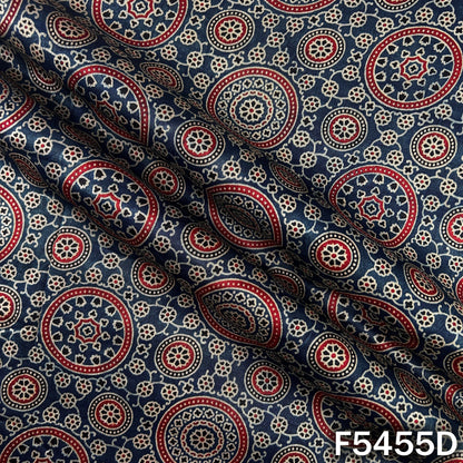 Ajrakh Print Gajji Silk Fabric - F5455