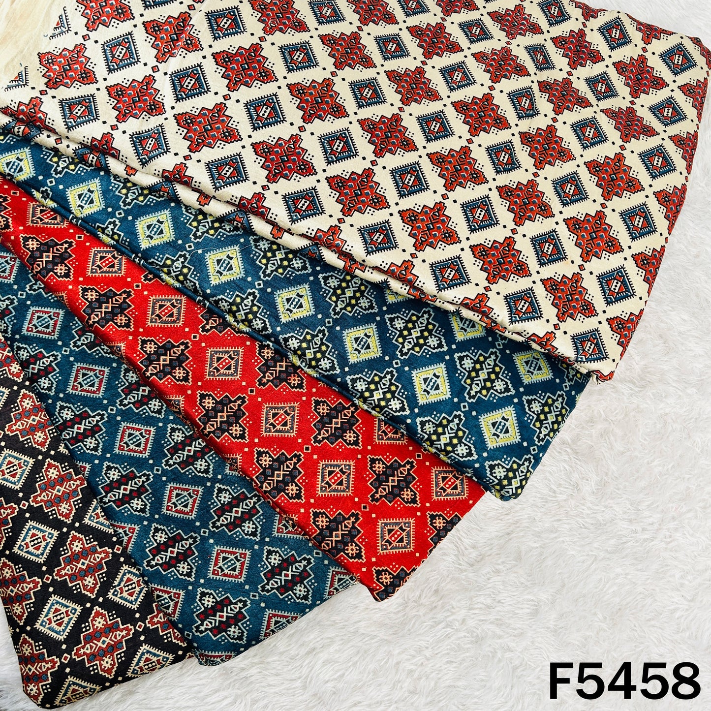 Ajrakh Print Gajji Silk Fabric - F5458