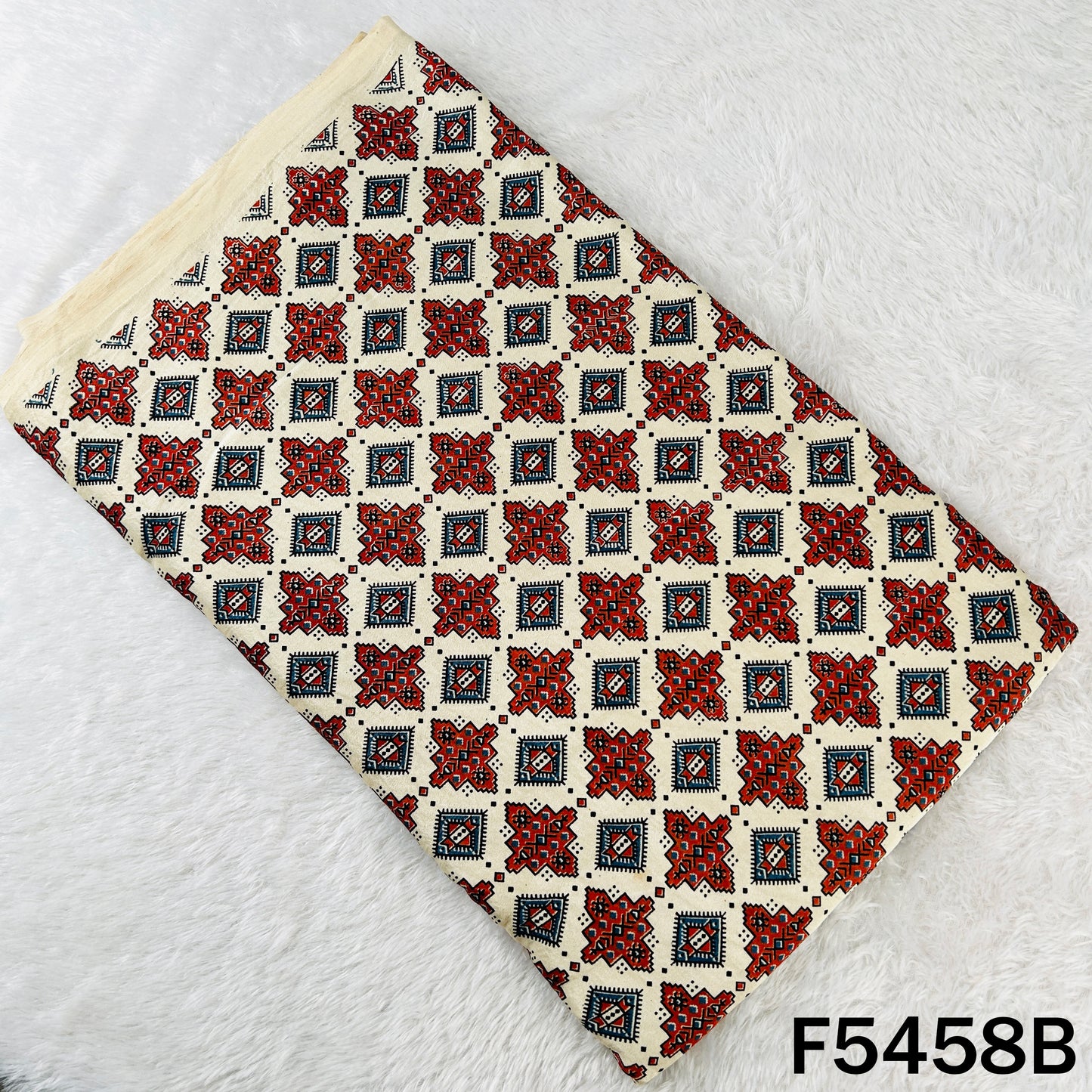 Ajrakh Print Gajji Silk Fabric - F5458