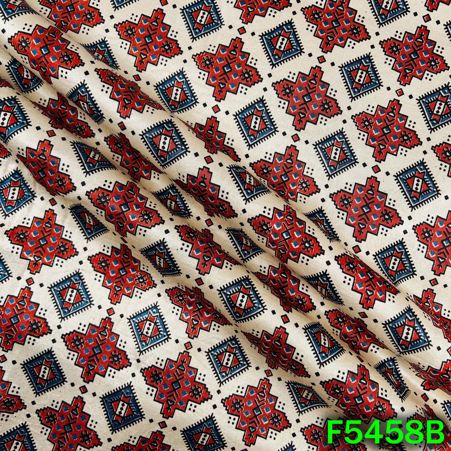 Ajrakh Print Gajji Silk Fabric - F5458