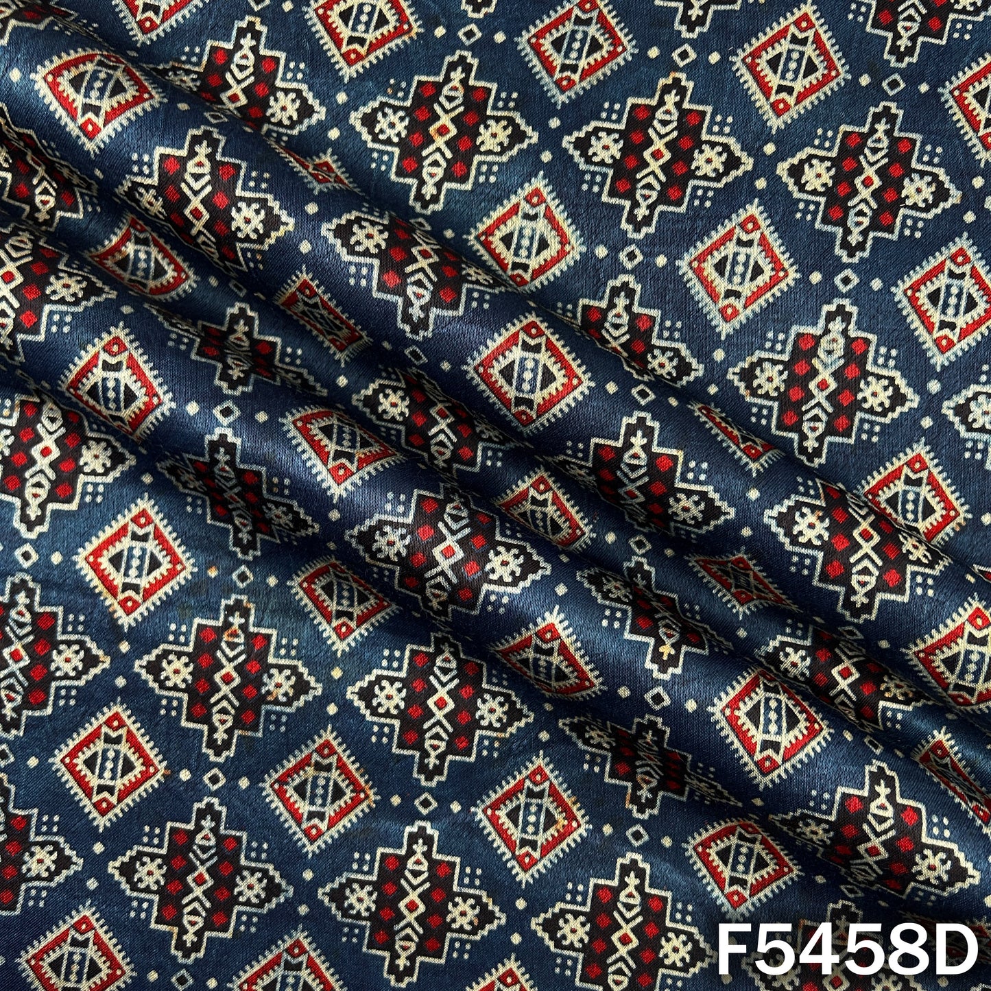 Ajrakh Print Gajji Silk Fabric - F5458