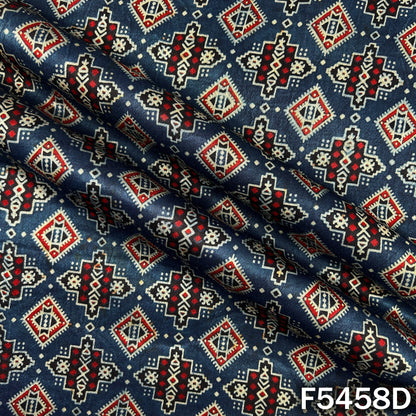 Ajrakh Print Gajji Silk Fabric - F5458