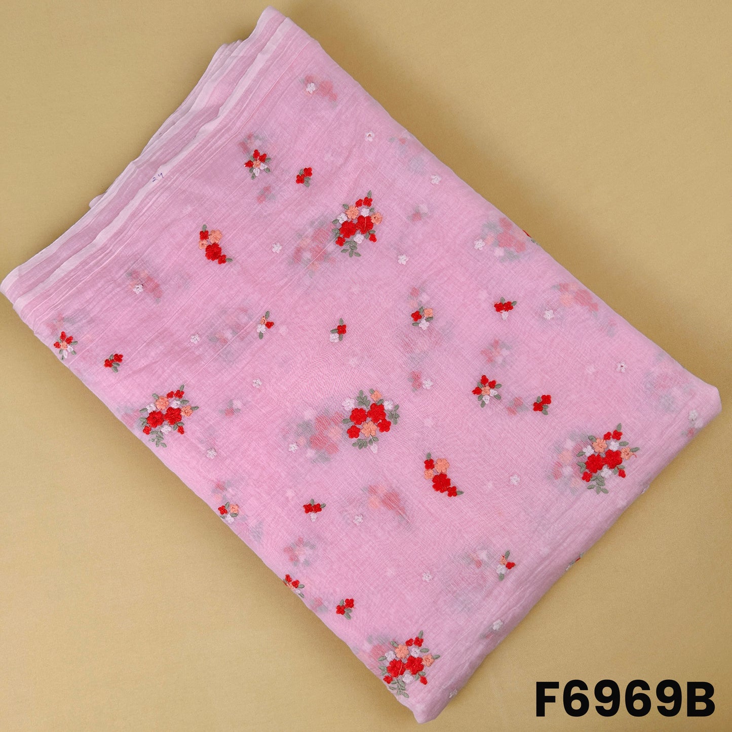 Thread Sequins Embroidered Mul Chanderi Fabric - F6969