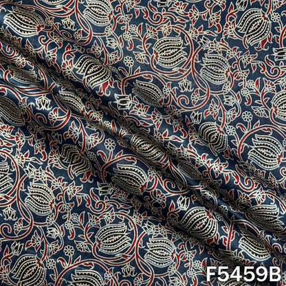Ajrakh Print Gajji Silk Fabric - F5459