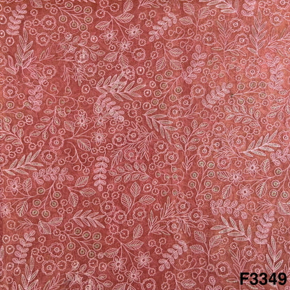 Thread Embroidered Shimmer Silk Organza Fabric-F3349