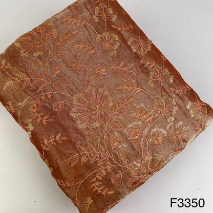 Thread Embroidered Silk Organza Fabric-F3350