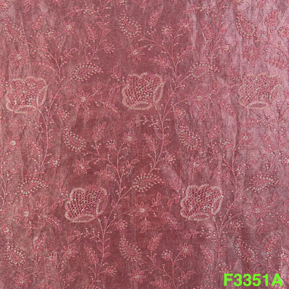 Thread Embroidered Silk Organza Fabric-F3351