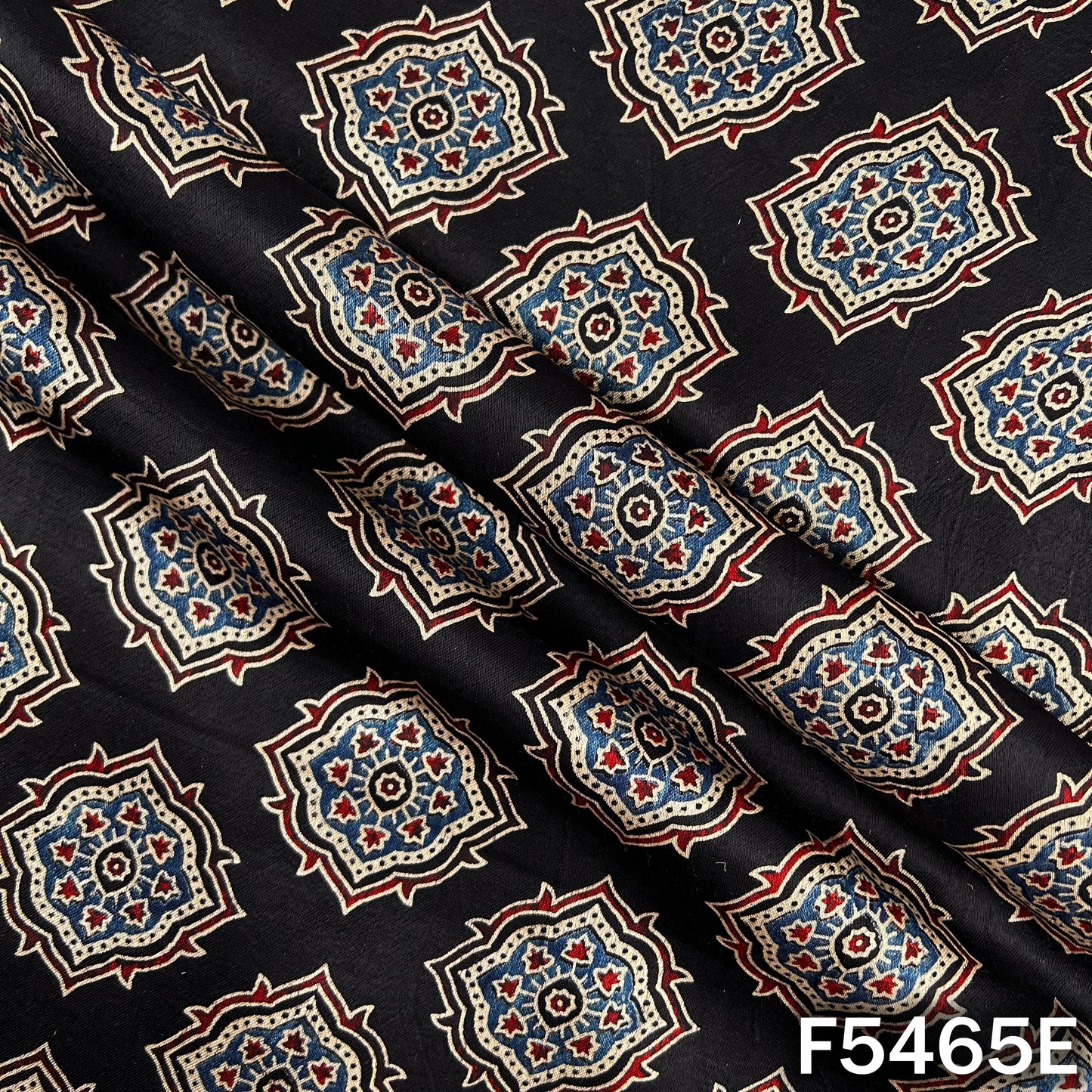Ajrakh Print Gajji Silk Fabric - F5465