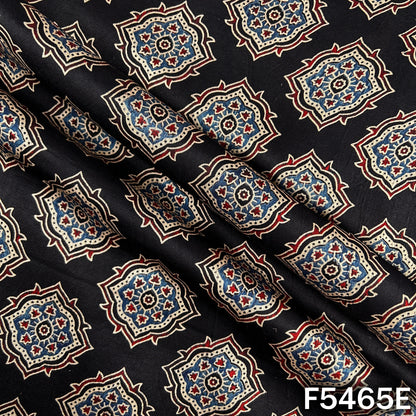 Ajrakh Print Gajji Silk Fabric - F5465