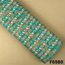 Printed Thread Sequins Work Semi Silk Fabric - F6980