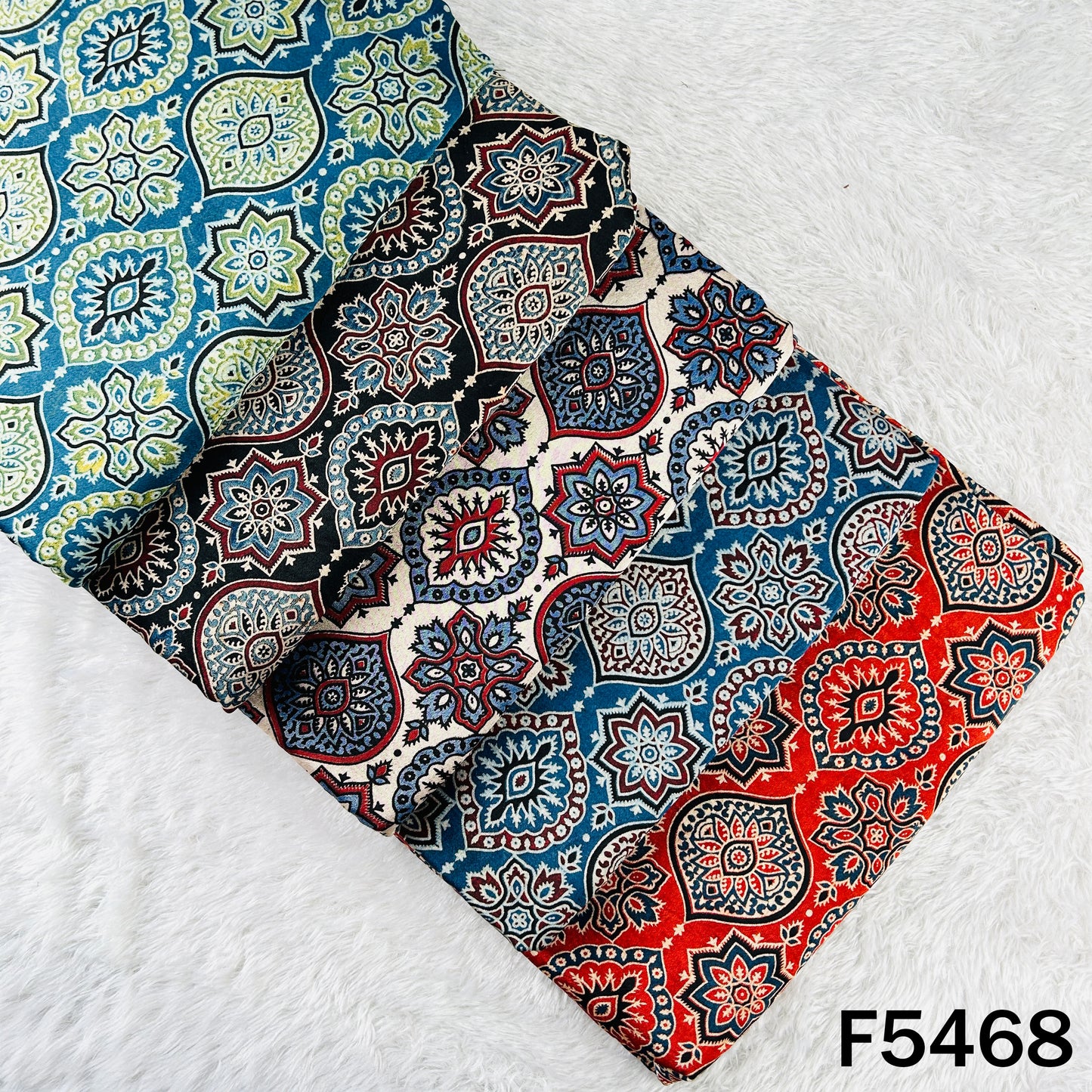 Ajrakh Print Gajji Silk Fabric - F5468