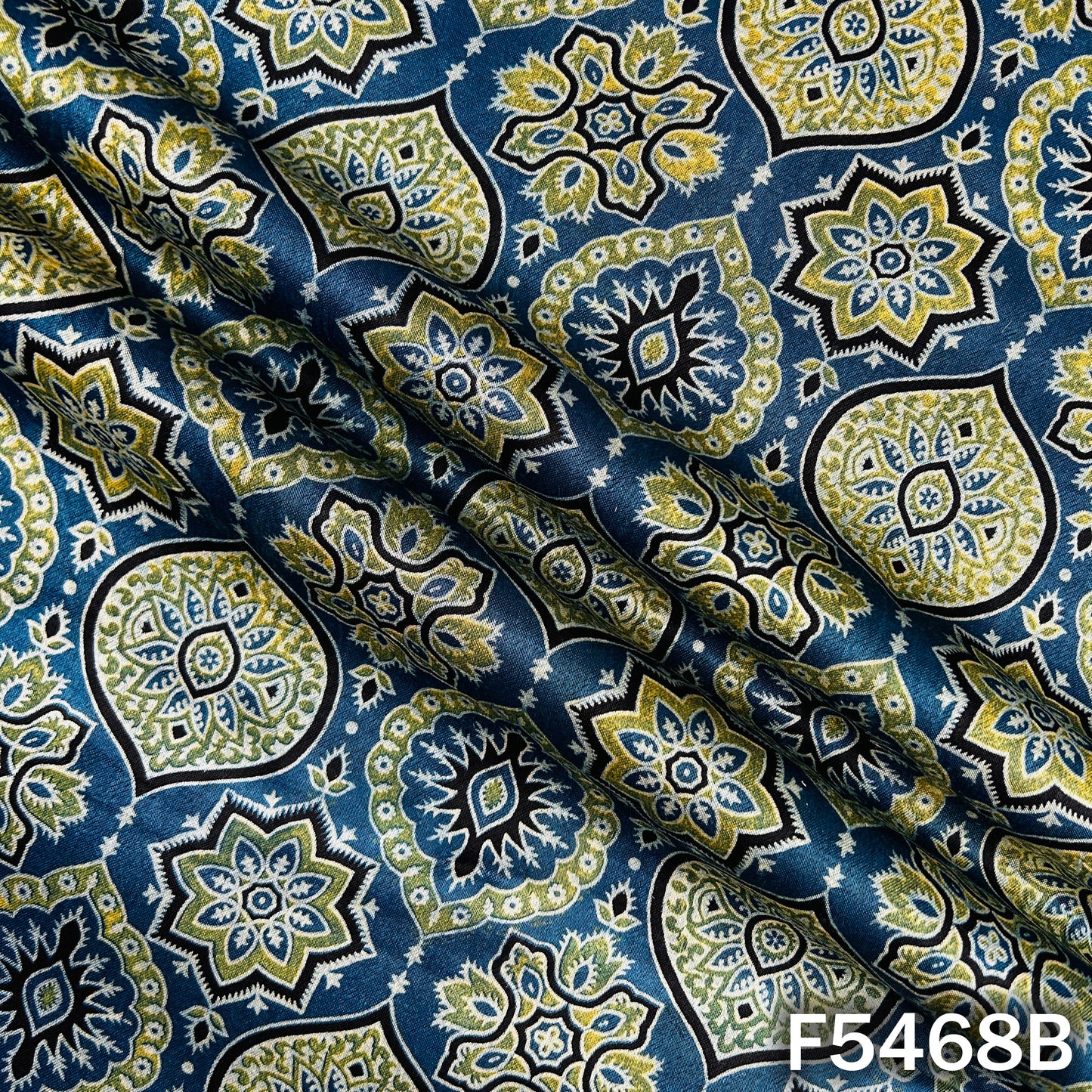 Ajrakh Print Gajji Silk Fabric - F5468