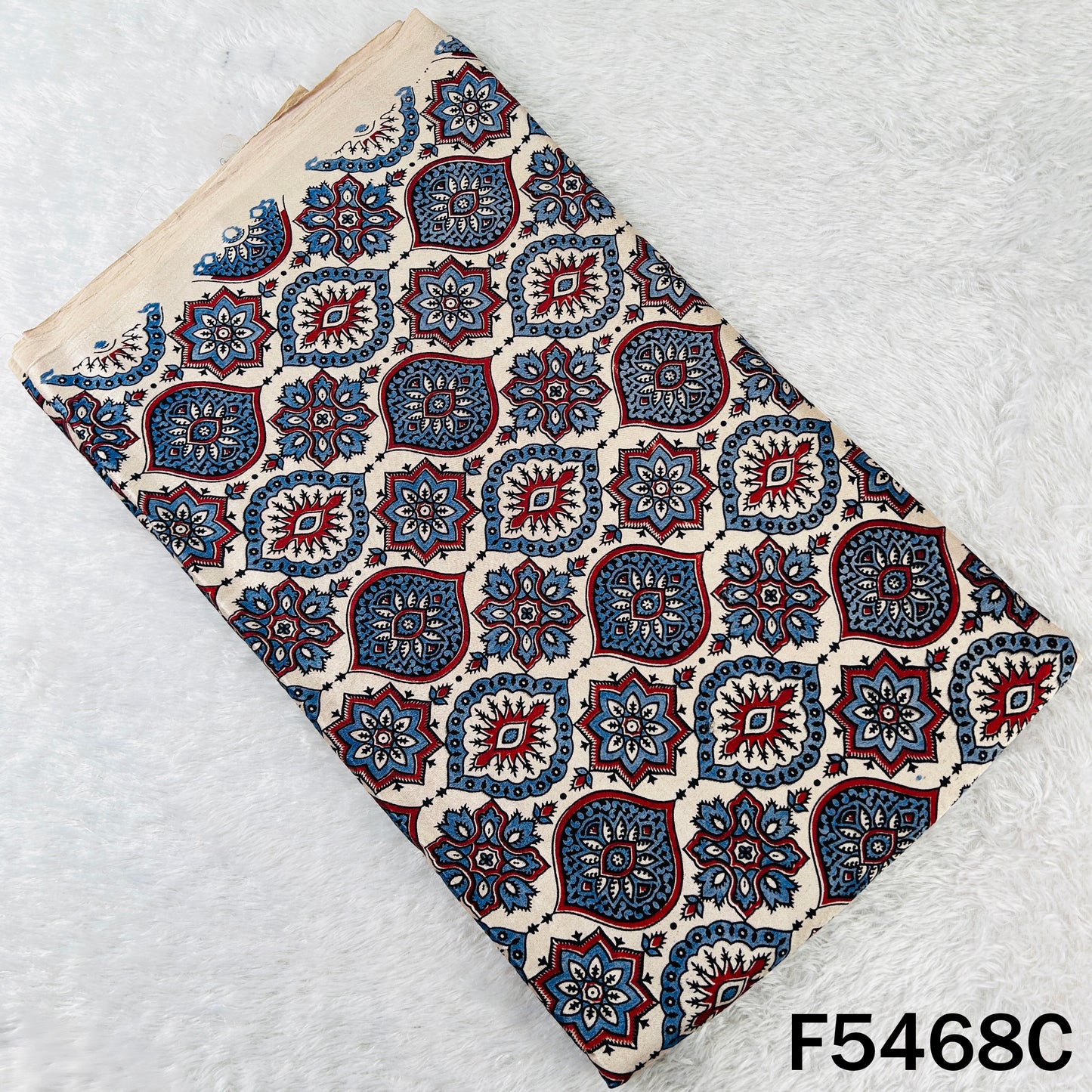 Ajrakh Print Gajji Silk Fabric - F5468