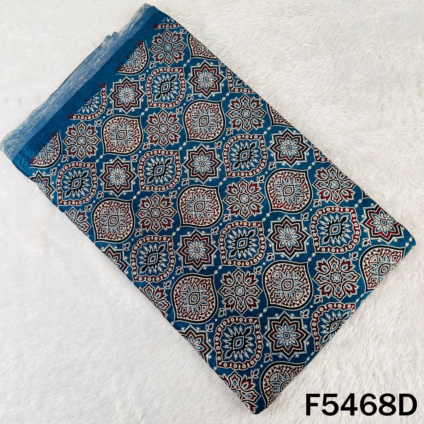 Ajrakh Print Gajji Silk Fabric - F5468