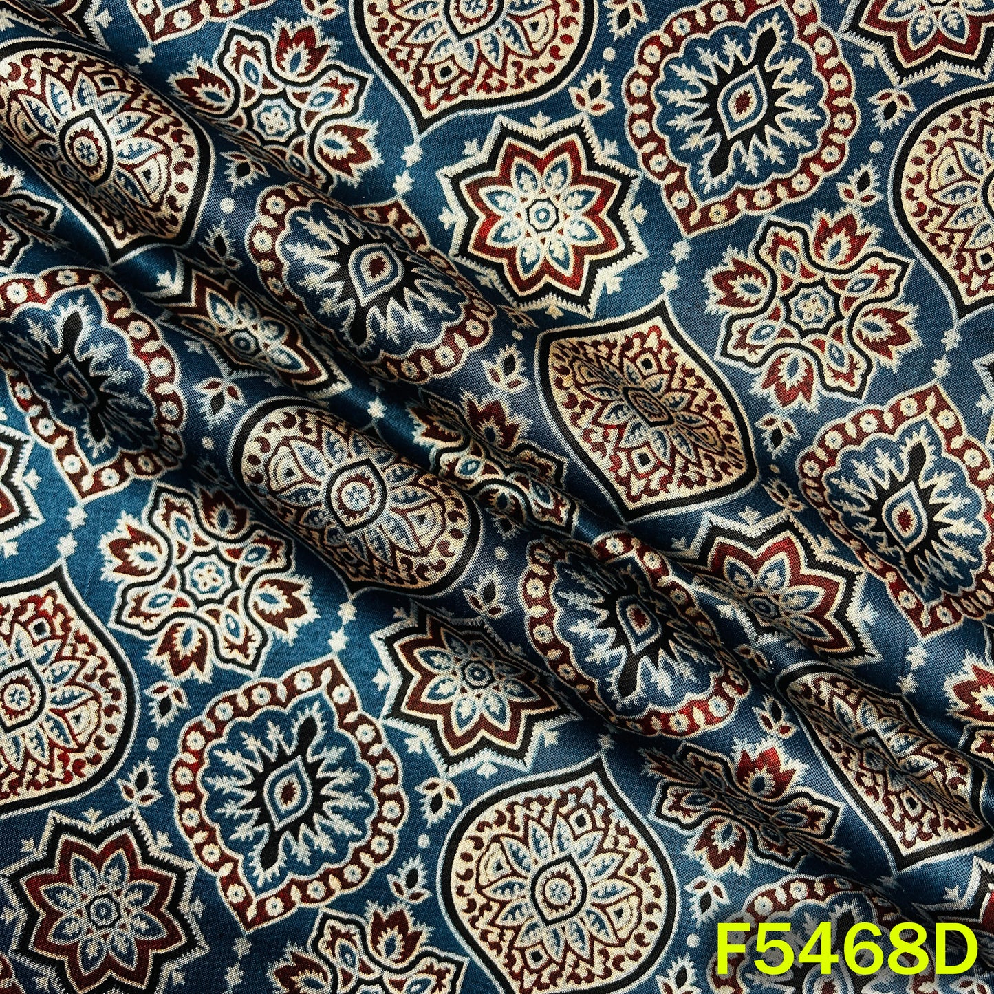 Ajrakh Print Gajji Silk Fabric - F5468