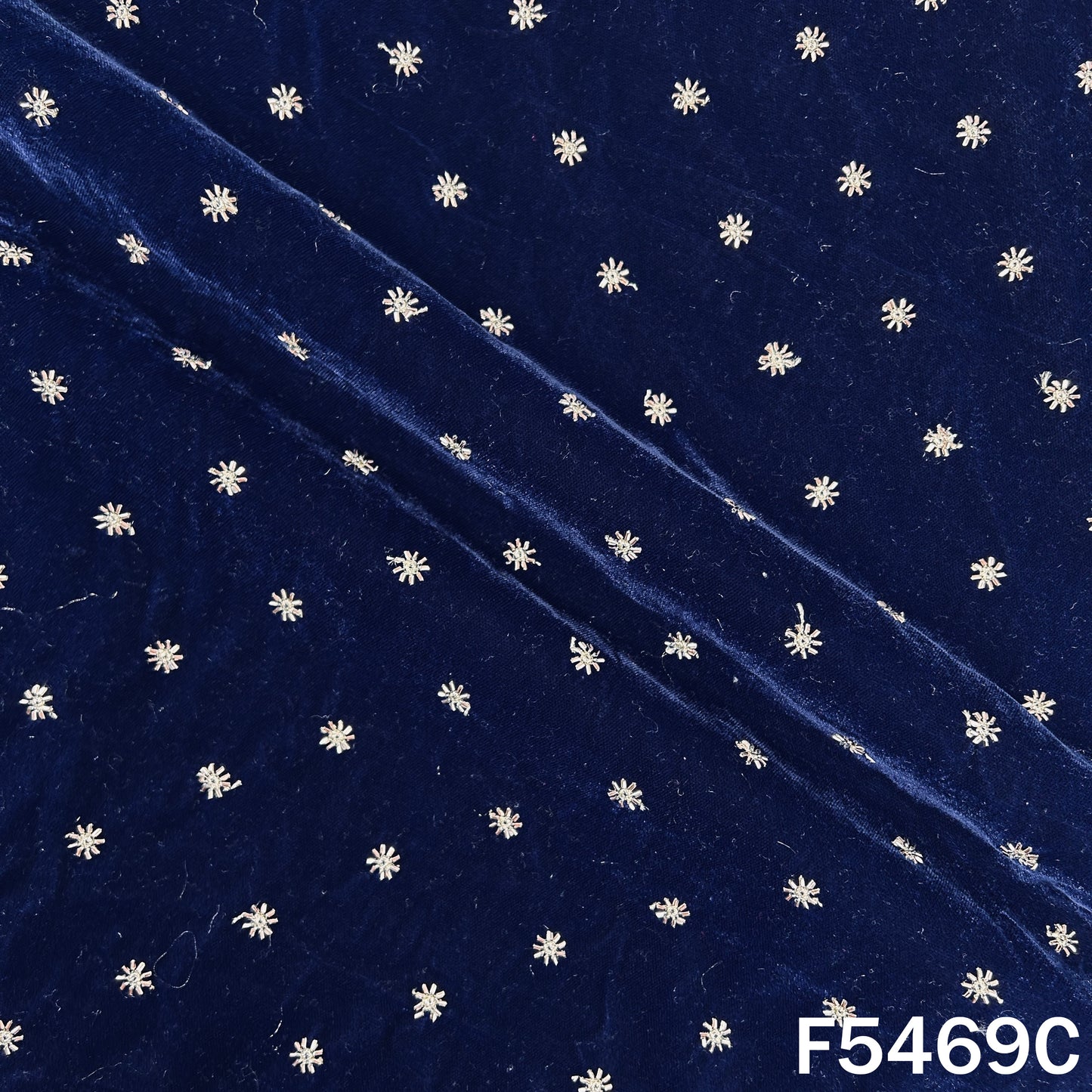 Zari Sequins Work Velvet Fabric - F5469