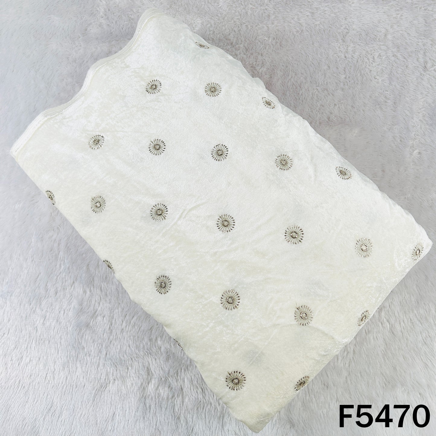 Dyeable Zari Sequins Work Velvet Fabric - F5470