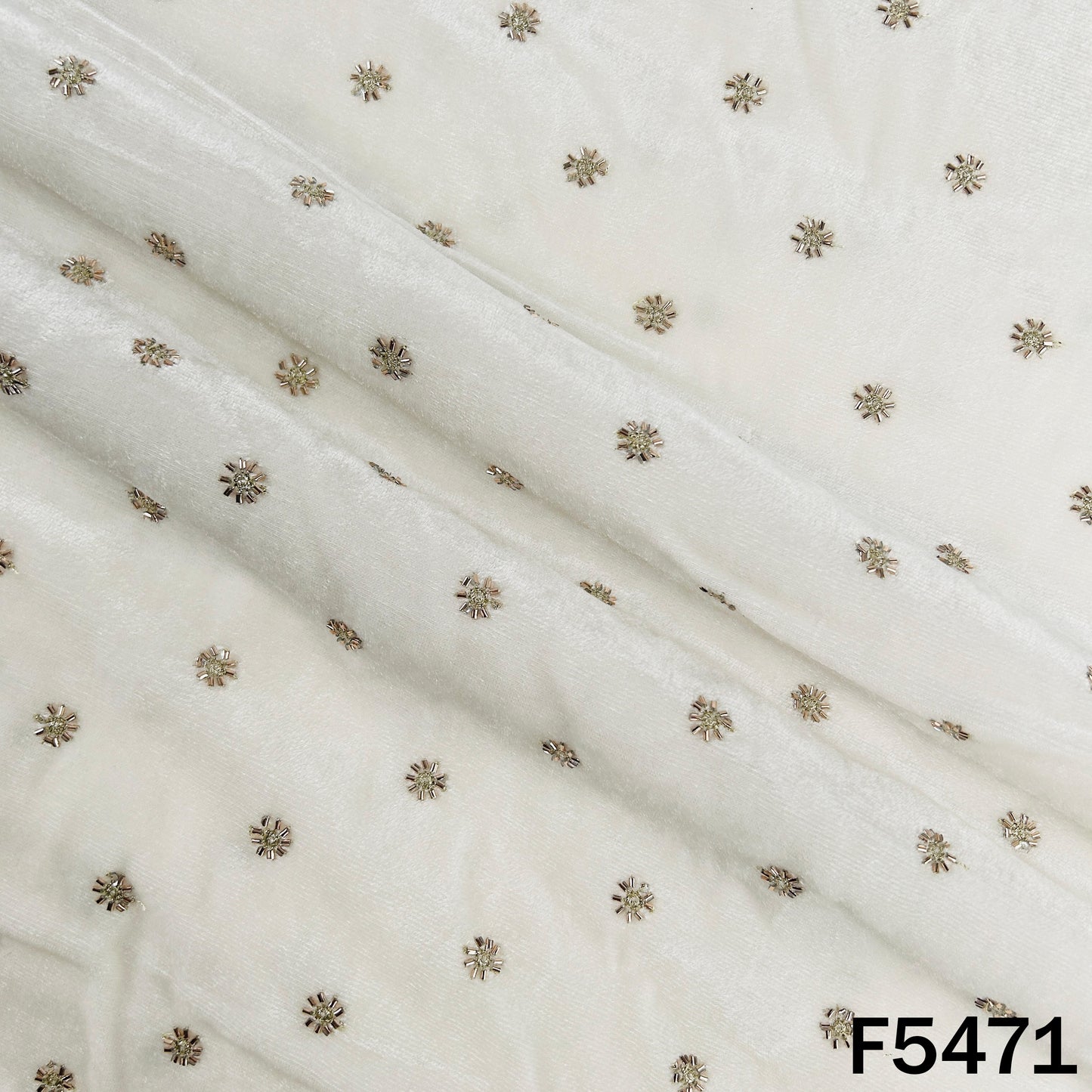Dyeable Zari Sequins Work Velvet Fabric - F5471
