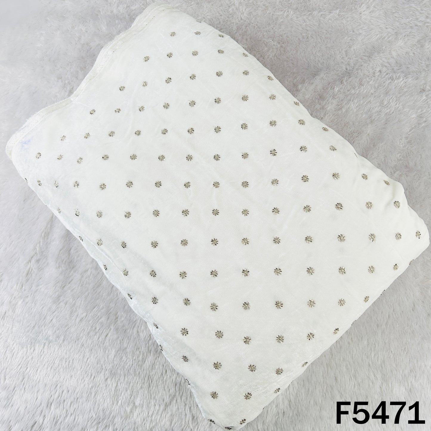 Dyeable Zari Sequins Work Velvet Fabric - F5471