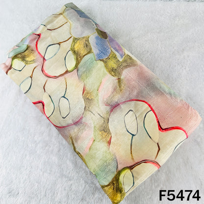 Digital Print Foil Work Velvet Fabric - F5474