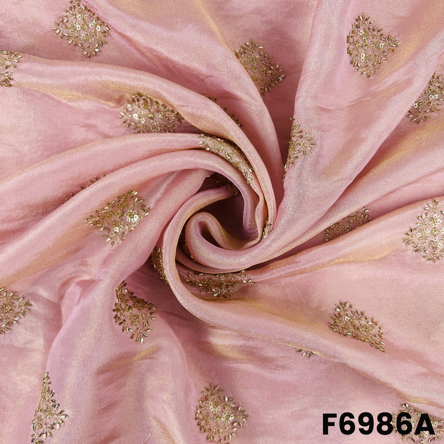 Cut Dana Zari Sequins Work Shimmer Tissue Fabric - F6986