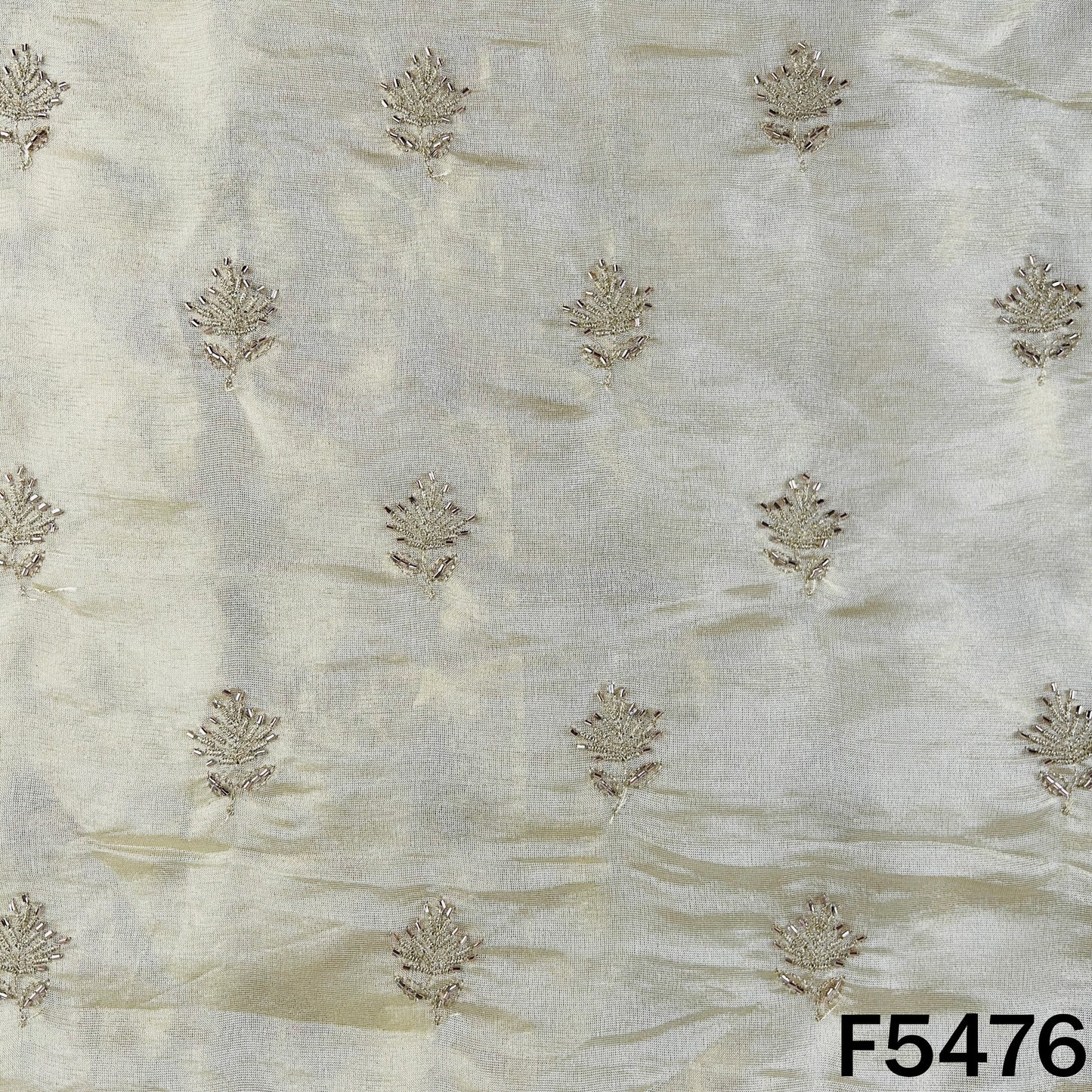 Dyeable Zari Sequins Work Shimmer Tissue Fabric - F5476