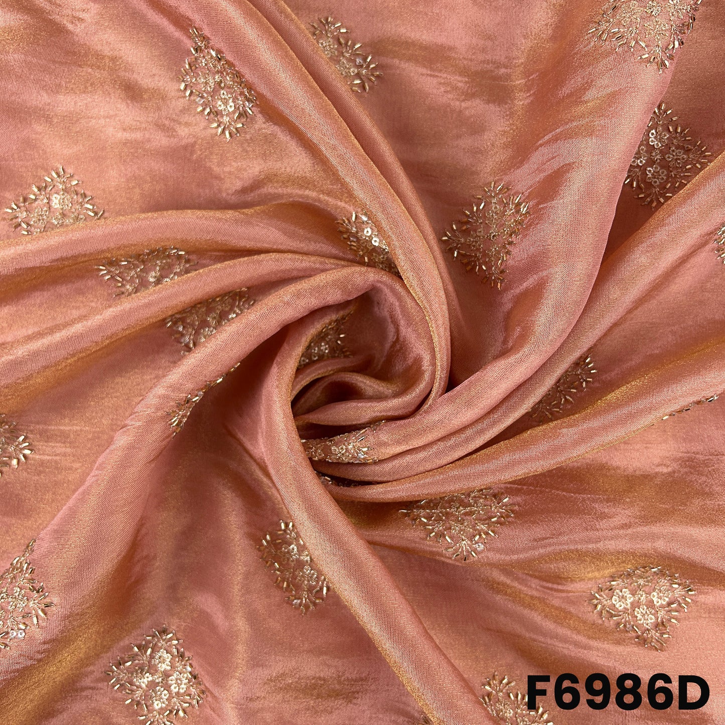 Cut Dana Zari Sequins Work Shimmer Tissue Fabric - F6986