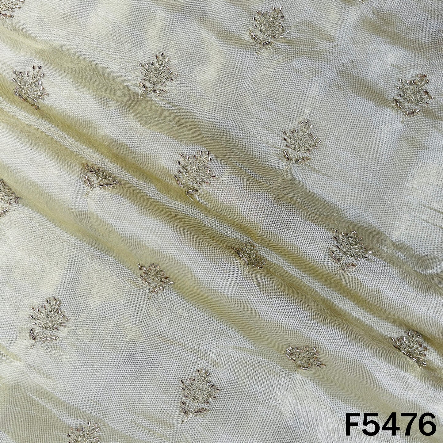 Dyeable Zari Sequins Work Shimmer Tissue Fabric - F5476