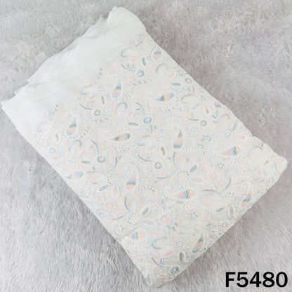 Dyeable Thread Sequins Embroidered Georgette Fabric - F5480