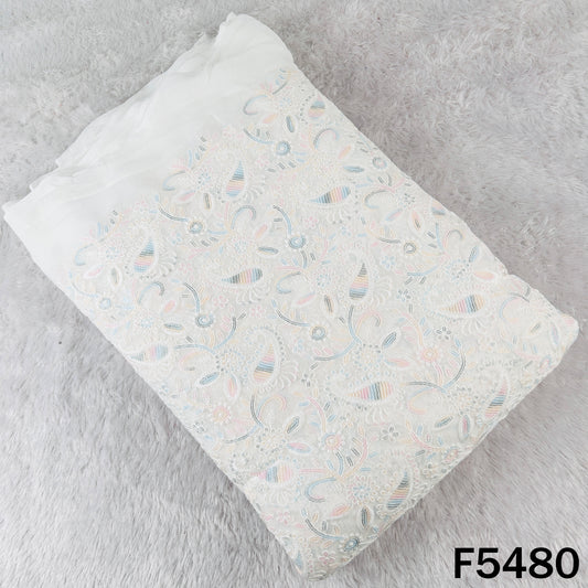 Dyeable Thread Sequins Embroidered Georgette Fabric - F5480