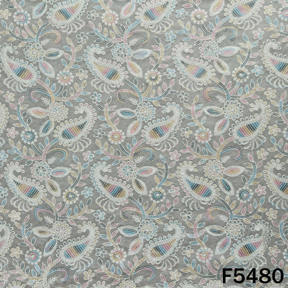 Dyeable Thread Sequins Embroidered Georgette Fabric - F5480