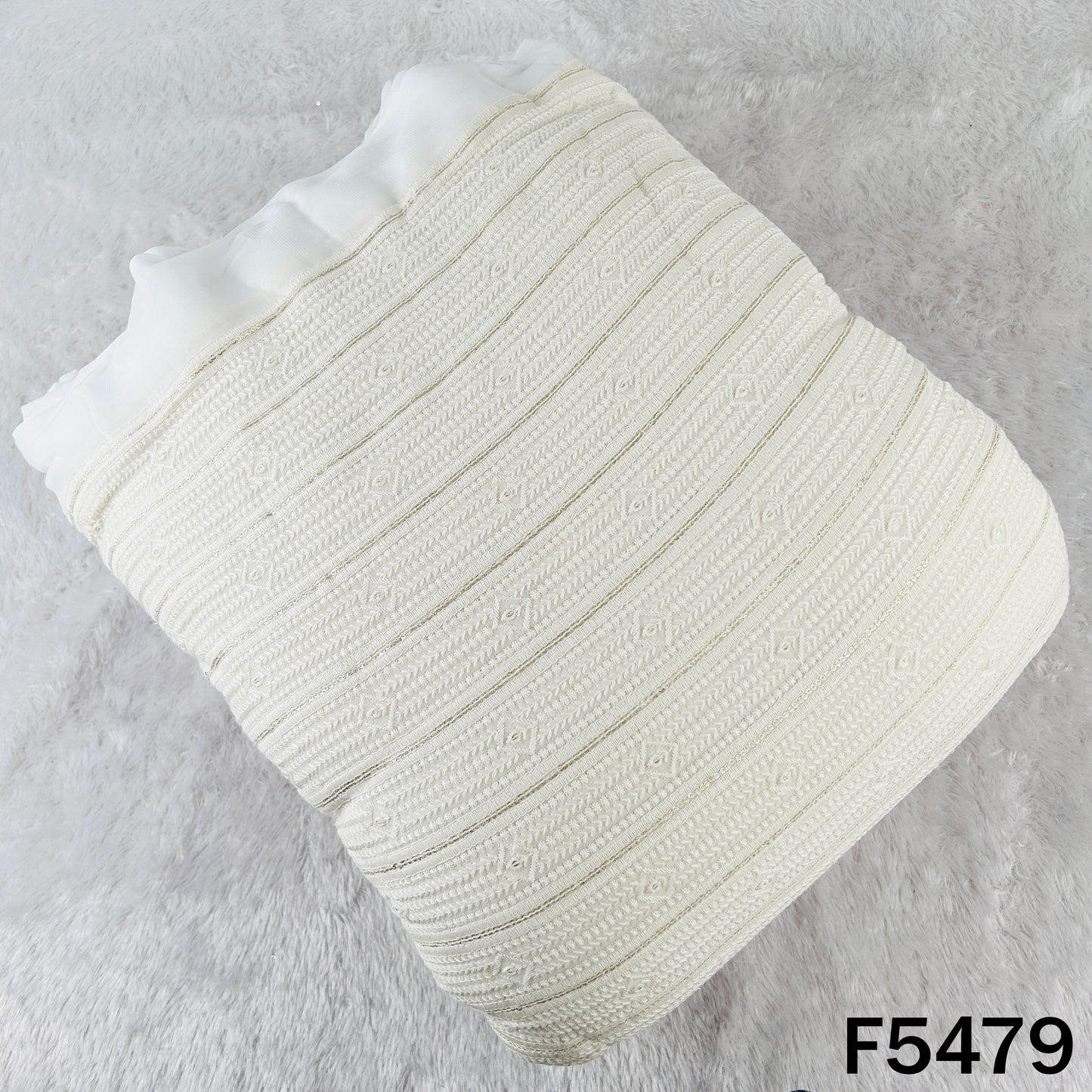 Dyeable Thread Sequins Embroidered Georgette Fabric - F5479