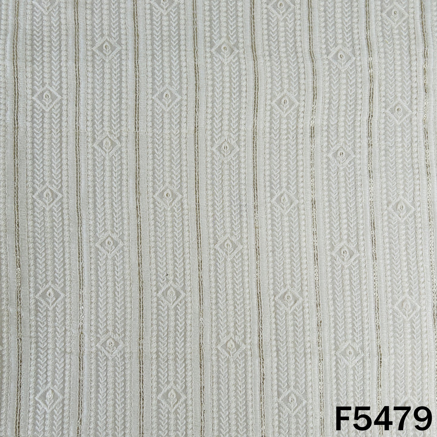 Dyeable Thread Sequins Embroidered Georgette Fabric - F5479