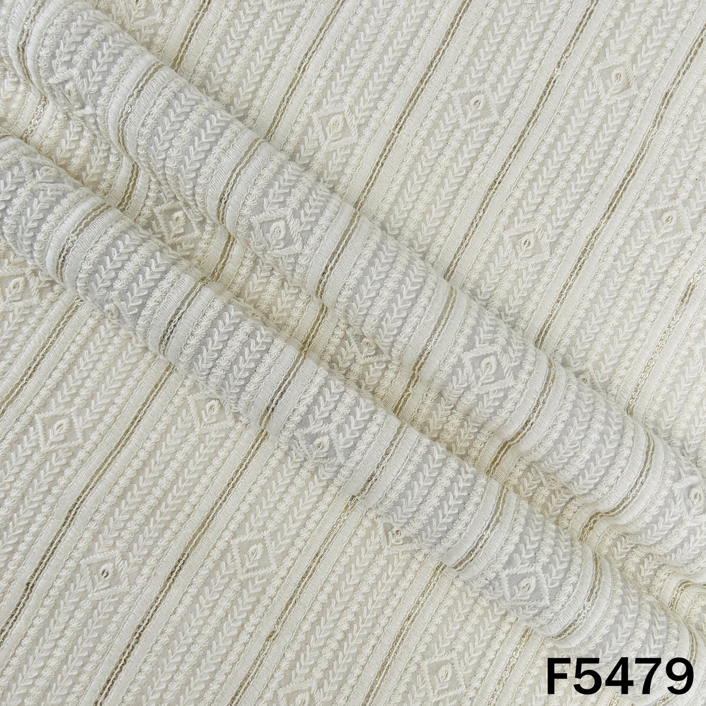 Dyeable Thread Sequins Embroidered Georgette Fabric - F5479