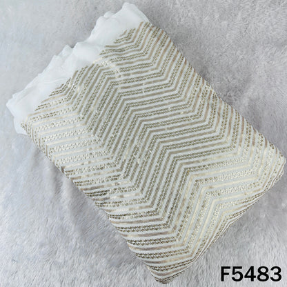 Dyeable Thread Sequins Embroidered Georgette Fabric - F5483