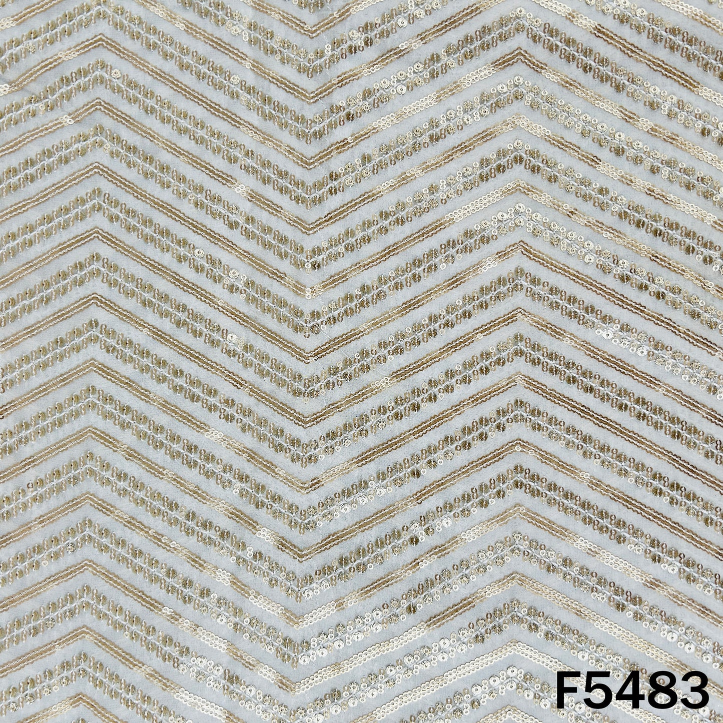Dyeable Thread Sequins Embroidered Georgette Fabric - F5483