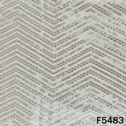 Dyeable Thread Sequins Embroidered Georgette Fabric - F5483